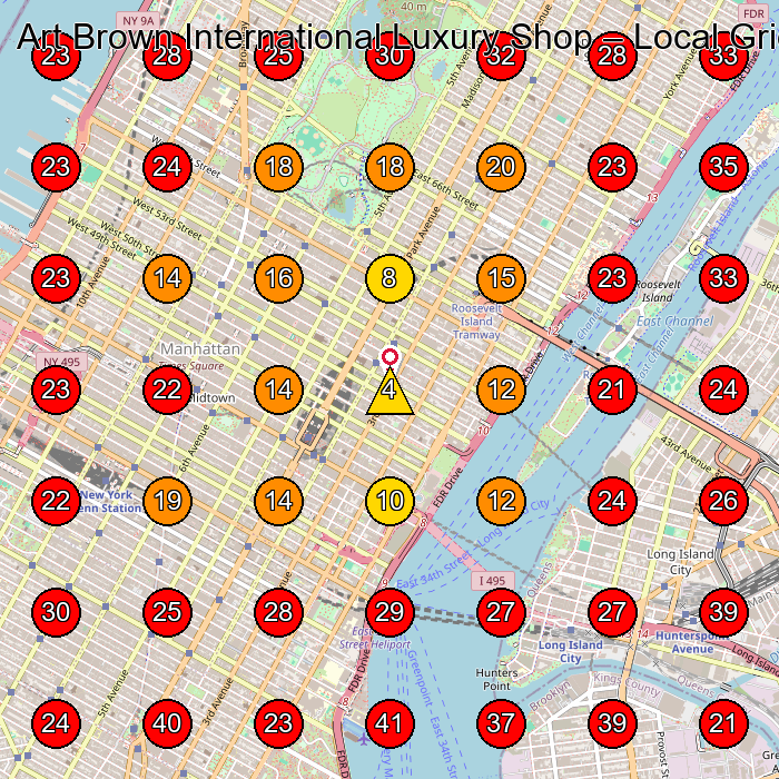 Art Brown International Luxury Shop GeoGrid visibility map for Cell Phone Store in New York